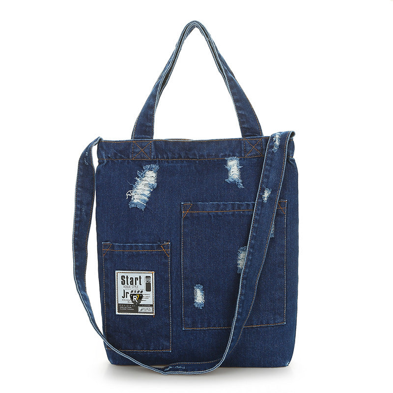 Wholesale Denim Ripped Tote Bag